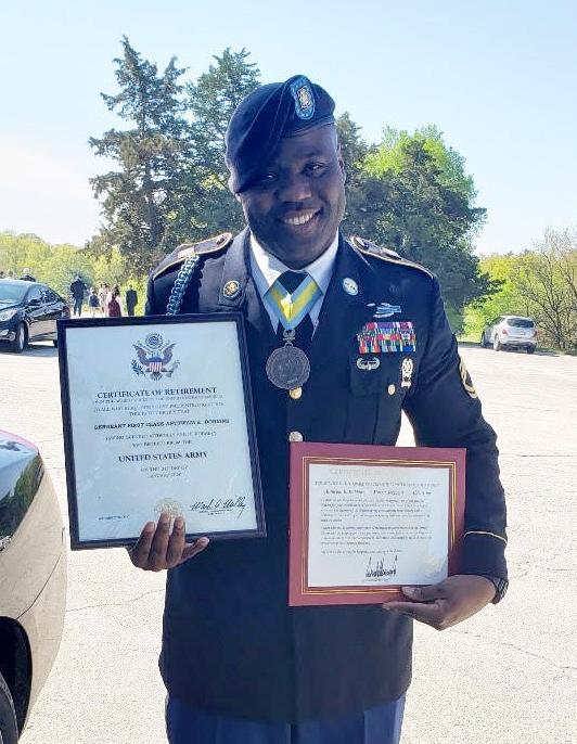 Anttwain Dobbins Sr in uniform after his retirement ceremony